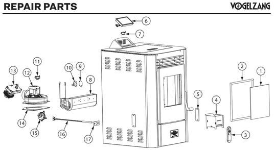 Repair Parts Diagram and Parts List for VG5710  US Stove Company Heating Stove